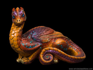 Toaster Dragon fantasy figurine hand-painted in brown. Collectable sculpture by Windstone Editions