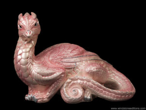 Toaster Dragon fantasy figurine. Hand-painted collectable sculpture by Windstone Editions in shell pink.