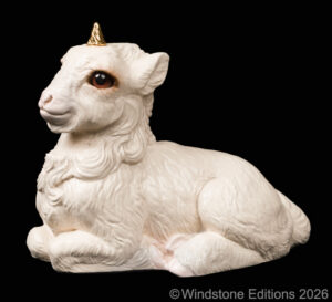 Gothic Unicorn Kid fantasy figurine. Hand-painted collectable sculpture by Windstone Editions painted in creamy white