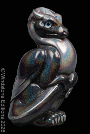 Pebble Rising Loaf Dragon Rainbow Sparkle fantasy figurine. Hand-painted collectable sculpture by Windstone Editions.