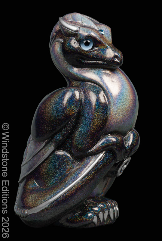 Pebble Rising Loaf Dragon Rainbow Sparkle fantasy figurine. Hand-painted collectable sculpture by Windstone Editions.