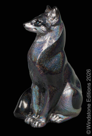 Sitting Grey Fox Silver Rainbow Sparkle Pic2