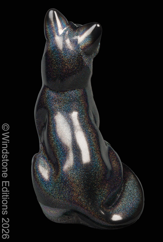 Sitting Grey Fox Silver Rainbow Sparkle Pic4
