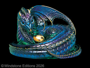 Mother Coiled Dragon in Peacock by Windstone Editions