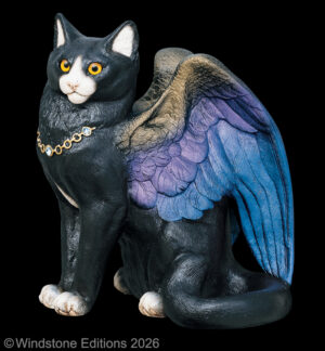 Large Black Bird Winged Flap Cat by Windstone Editions