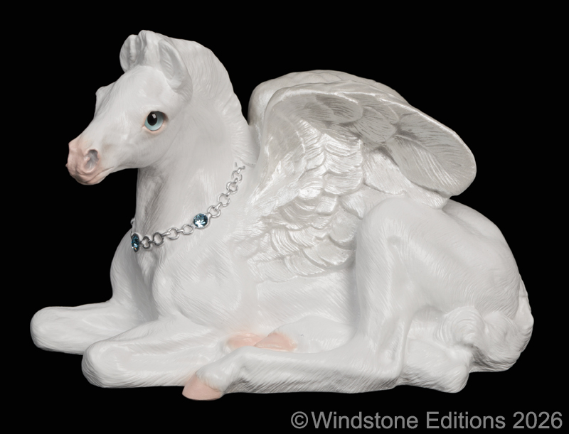 Baby Pegasus Snow White fantasy figurine. Hand-painted collectable sculpture by Windstone Editions
