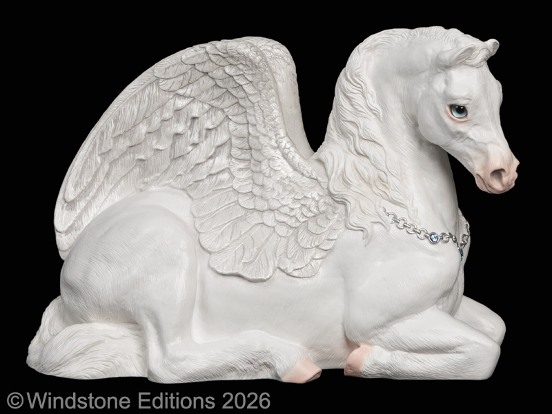 Mother Pegasus Snow White fantasy figurine. Hand-painted collectable sculpture by Windstone Editions