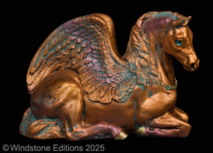 Mother Pegasus Copper Patina fantasy figurine. Handpainted collectable sculpture by Windstone Editions