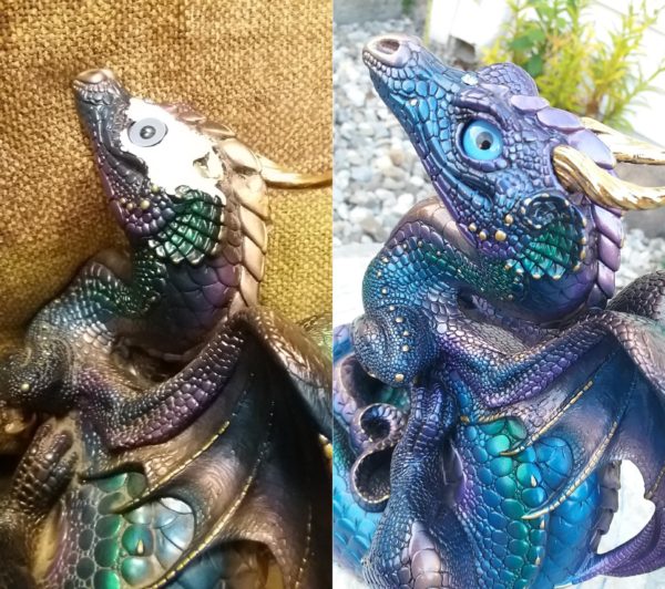 Peacock Scratching Dragon “Before and After”