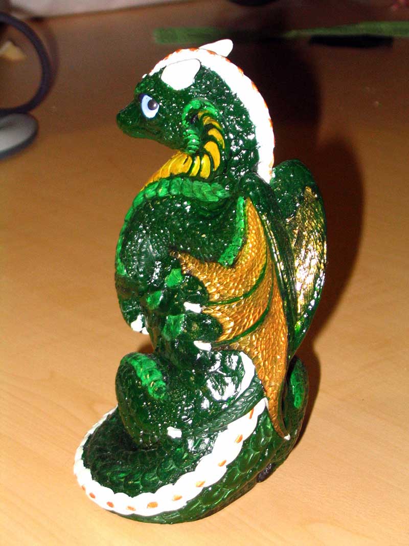 Green and Yellow/Gold Dragon- back view 